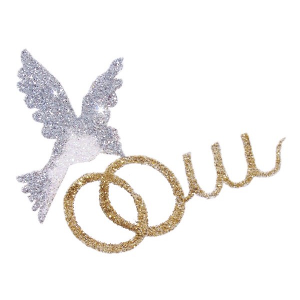 POCHOIR MARIAGE "OUI" AVEC OISEAU