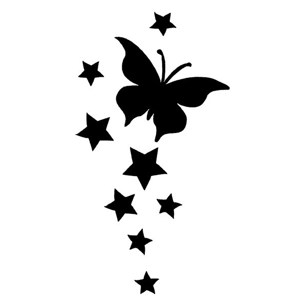 Pochoir tatouage encre papillon et etoiles
