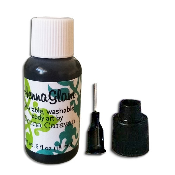 Henne noir burette avec plume