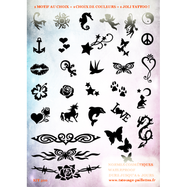 300 POCHOIRS POUR 300 TATOUAGES TEMPORAIRES