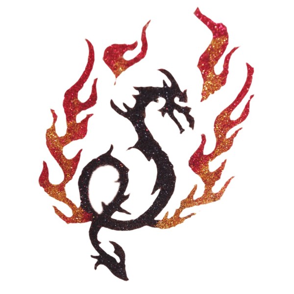 POCHOIR TATOUAGE DRAGON AVEC FLAMMES